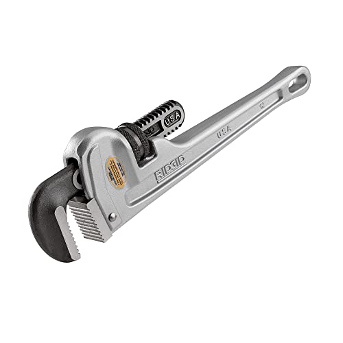 RIDGID 47057 Aluminum Straight Pipe Wrench, 12" Sturdy Plumbing Wrench with Self Cleaning Threads and Hook Jaws #1