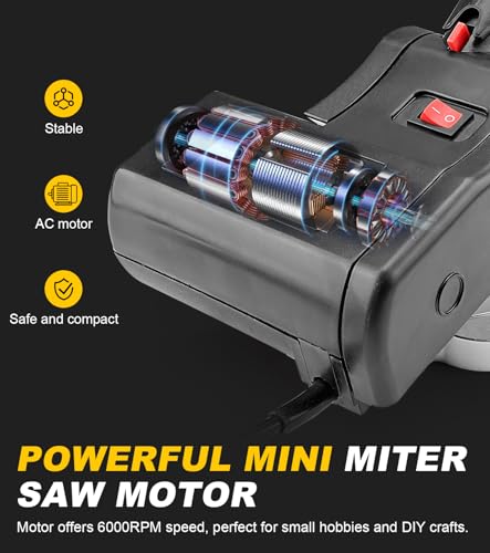 Sbestily Mini Miter Cut-Off Chop Saw for Metal Cutting, Arrow Shafts, Wood Crafts, Hobby Miniature Model Making, Small Electric Table Saw Tool, 223/5.56 Brass, Cuts Max. 1/2" High x 1/2" Wide