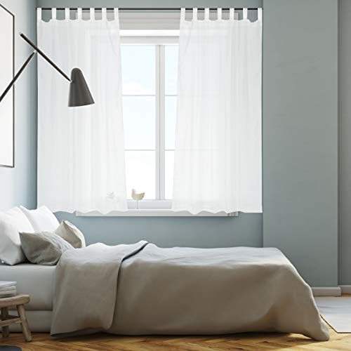 Relaxdays Zasłony zestaw 2 sztuk, wys. x szer.: 245 x 140 cm, półprzezroczyste zasłony, salon i sypialnia, zasłony ze szlufkami, białe