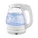 Ovente Electric Glass Kettle 1.5 Liter with Heat Tempered Borosilicate Glass, BPA-Free, 1100 Watts Fast Heating Element with Auto Shutoff and Boil Dry Protection, White (KG83W)