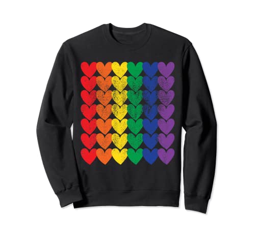 Vintage Heart Rainbow Retro Pride LGBTQ Rainbow Sudadera