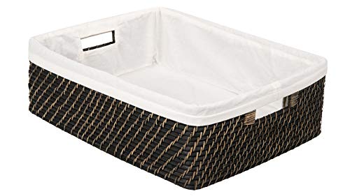 KOUBOO Rattan Shelf Basket with Liner, Black Wash