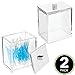 mDesign Plastic Rectangle Apothecary Canister - Organizer for Bathroom Vanity Countertop Shelf Decor - Holds Cotton Swabs, Soap, Makeup, Bath Salts - 2 Pack- Lumiere Collection - Clear/Chrome