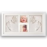 Premium Newborn Baby Hand print and Footprint Photo Frame Kit - Cool & Unique Baby Shower Gifts for Registry, Memorable Keepsakes Decorations , Christening Gift, Toddlers Birthday Presents