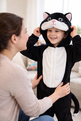 Image of Raj Costume Animal Fancy Dress Costume for Boys & Girls | Hooded Full Body Wildlife Zoo Animal Jumpsuit | Soft Costume for School Function, Fancy Dress, Halloween, Birthday, Cosplay & Role Play