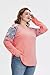 TIYOMI Plus Size Shirts Women Raglan Long Sleeve Round Neck Colorblock Tops Fall Autumn Winter Early Spring Lovely Pink Blue Flower Light Pink Pinkish 4XL