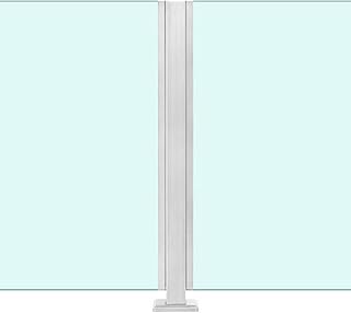 laxyy Balcony Silver Glass Balustrade Railing Post for 10Mm - 12Mm Thick Panel, Stainless Steel Floor-Mount Garden Pool Fencing Pole, Patio/Mid Post/115Cm (45.2Inch)