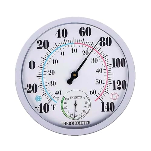 Termómetro grande 2 en 1,25 cm analógico con higrómetro, termómetro digital de alta precisión digital, termómetro interior y exterior para jardín, dormitorio