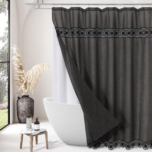 Gibelle Boho Lace Shower Curtain Liner Set 72x72