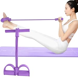 Multi-Function Tension Rope – 4 Tube Resistance Bands with Handles – Sit Up Exercise Equipment Home Gym Tummy Trainer for Men Women