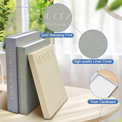 Yiomxhi 3 Piezas Libros Decorativos, Cajas de Almacenamiento con Cierre Magnético, Moderno Apilables Libros Decoración Falsos de Lino para Estanteria, Mesa Café, Sala Estar, Oficina (Gris) - imagen 3