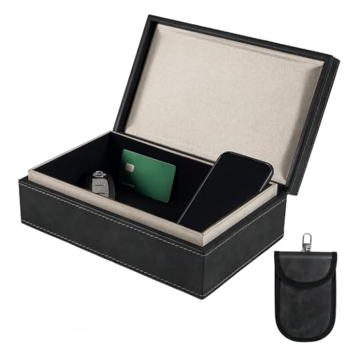 LN COZY CORNER Faraday Box for Car Keys, RFID Signal Blocking & Keyless Entry Pouch, Anti-Theft Car Key Signal Blocker, Premium Leather Car Key Storage Case