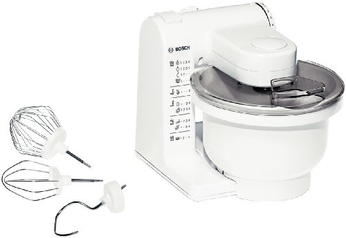 Bosch MUM4 Impastatrice Planetaria - Robot da Cucina Multifunzione, 500 W, 4 Velocità, Ciotola da 3,9 l, Gancio Impasti Duri, Frusta Impasti Morbidi e Frusta in Acciaio Inox per Montare