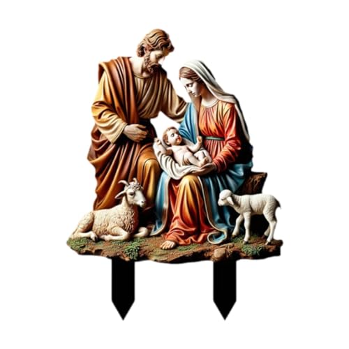 Hisxrcal Acrylic Jesus Birth Garden Sign Nativity Yard Sign for Lawn Yard Xmas Gifts