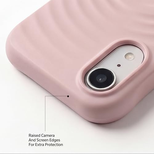 Image of amazon basics Shockproof Case for iPhone XR | Ripple Pattern | Camera Protection | Protective Cover with Enhanced Grip & Wireless Charging Support - Baby Pink