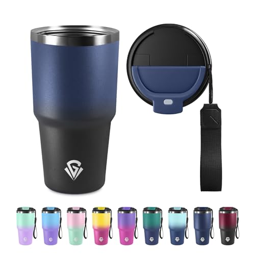 Tazza termica per caffè con isolamento a doppia parete a vuoto：Questa tazza termica da viaggio da 20 once adopta un avanzata tecnologia a doppia parete a vuoto, in grado di mantenere il caffè caldo per 6 ore e le bevande fredde per 12 ore. Che sia al mattino, nel pomeriggio o di notte, ti permette di gustare la tua bevanda preferita alla temperatura adatta in qualsiasi momento.