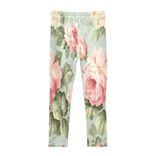 Bolaz Toddler Girls Leggings Printed Yoga Pants Leggings Pink Peony for Kids2
