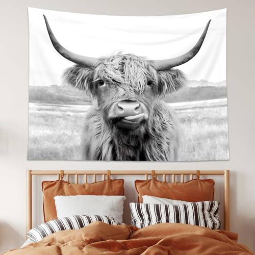 AMBZEK Cow Tapestry 59Hx78W Farmhouse Western Wall Art Hanging Decor