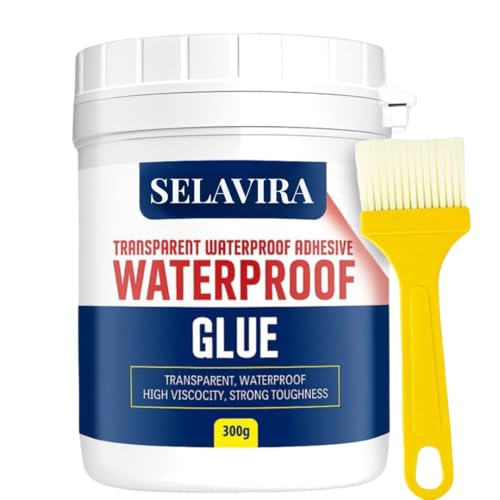 Image of 300gmTransparent Waterproofing Glue with Brush for Roof Leakage, Crack Seal Water Leakage Solution Indoor Outdoor, Waterproof Adhesive Filler for Bathroom Pipe Wall Tile Surface Window