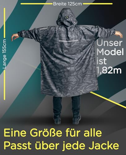 Jubi® Regenponcho Herren aus 100% Recycled Polyester | Grau | Nachhaltig, Leicht & Wasserdicht