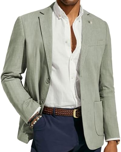 PJ PAUL JONES Herren Leinen Blazer Modern Freizeit Sakko Sportlich Regular Fit 2 Knöpfe Business Anzugjacke