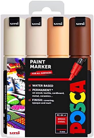 Posca - PC-8K - Paint Marker Art Pens - 8mm Chisel Tip - Warm Neutral Tones Set of 4 in Wallet