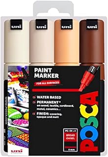 Posca - PC-8K - Paint Marker Art Pens - 8mm Chisel Tip - Warm Neutral Tones Set of 4 in Wallet