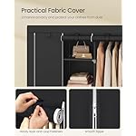 SONGMICS Portable Closet, 51.2 Inch Large Capacity Wardrobe Closet Organizer with Fabric Cover, Hanging Rods and Shelves, 51.2 x 17.7 x 66.1 Inches, for Bedroom, Living Room, Ink Black URYG096B01 - Image 5