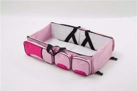 Conava Portable Multifunctional Baby Travel Bed Cot/Bassinet and Folding Mummy Diaper Bag Red (Pink)
