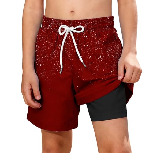 Pantalones cortos de natación 2 en 1 para niños, pantalones cortos de playa para niños, pantalones cortos casuales de verano con cordón, secado rápido, ligeros, protección solar, deportes, surf