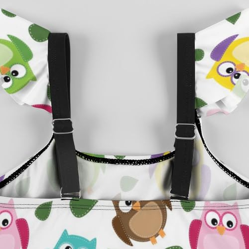 Image of Girls One Piece Swimsuit Cute Alpacas Hearts Stars Ruffles Swimwear Bathing Suits 3-12 Years