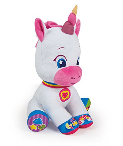 Clementoni Baby 52329 - Ma Douce Licorne Interactive - Peluche - Jouet Educatif - Elle Chante et S'Illumine - 5 Touches Interactives - Effets Lumineux - pour Enfants à partir de 6 Mois et Plus