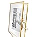 Isaac Jacobs 4x6, Antique Gold, Vintage Style Brass and Glass, Metal Floating Picture Frame (Vertical) with Locket Closure, for Photos, Art, & More, Tabletop Display (4x6 Antique Gold)