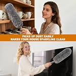 Microfiber Duster with Washable and Reusable Duster Head, Microfiber Dusters for Household Cleaning, Gray - Image 7