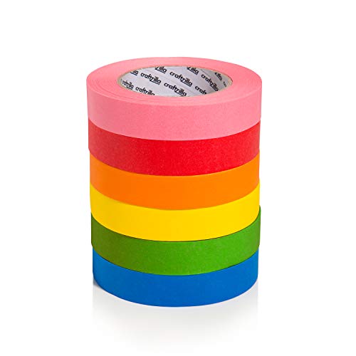 Craftzilla Colored Masking Tape 6 Pack of 20 Yards x 1 inch Rainbow