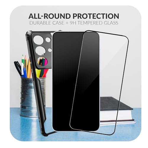 Image of Back Cover Case + Screen Protector for Realme 15x 5G | Transparent Black | TPU & PC Anti Yellow Mobile Phone Case Cover for Realme 15 x /Realme 15x 5G | 360 Degree Protection
