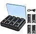 TechKen Chargeur pour Manette de Wii avec 4 Batteries Rechargeables,Chargeur de Wiimote pour Wii Support de Charger de Wii Station de Charge de Wii avec 4 * 2800mAh Piles pour Télécommande de Wii