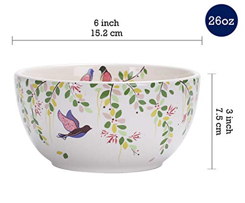 Bico Bird On Tree Ceramic 12 Pcs Dinnerware Set, Service For 4, Inclusive Of 11 Inch Dinner Plates, 8.75 Inch Salad Plates And 26Oz Cereal Bowls, For Party, Microwave & Dishwasher Safe #TOP1