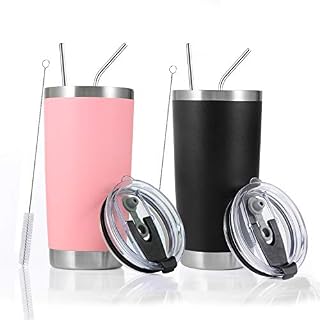 Toopify 20oz Stainless Steel Insulated Tumbler Travel Mug with Straw Slider Lid, Cleaning