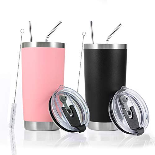 Toopify 20oz Stainless Steel Insulated Tumbler Travel Mug with Straw Slider Lid, Cleaning