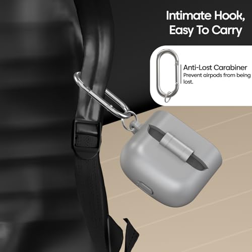 Image of Sounce Silicone Case Cover for Boat Airdopes 91 Prime, Soft Protective Shockproof Shell with Anti-Loss Keychain Clip, Dustproof and Scratch-Resistant Design, Secure Fit with Protection - Grey