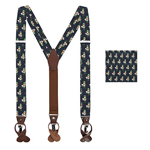 Set de 2 piezas para hombre con tirantes y pañuelo
