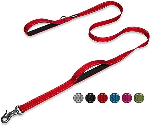 PetiFine Dog Lead with 2 Padded Handles,6ft Reflective Heavy Duty Dog Training Lead Walking Leash with Advanced Easy Snap Hook for Large,Medium & Small Dogs,Black