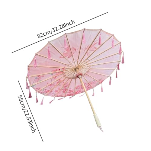 Sombrilla oriental de papel aceitado tradicional hecha a mano estilo asiático retro de 32" 2