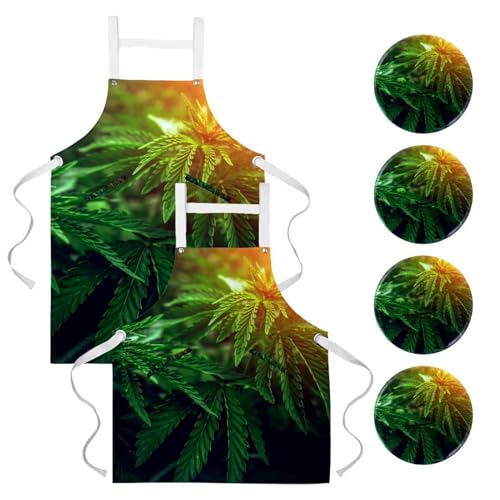 Tablier de serveuse multicolore idéal pour le nettoyage de la maison et la pâtisserie en duo