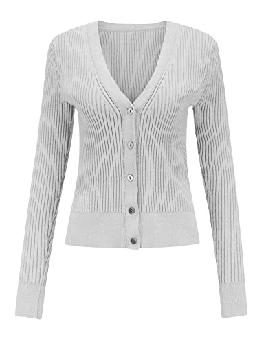 V28 Cardigan Sweaters For Women Open Front Fall Winter Ladies Button Up Crochet Sweater thumb #2