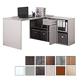 【 BESCHREIBUNG 】🔸 Dieser Eck-Schreibtisch im Modern-Design unterstützt mehrere L-Förmige Winkel-Kombinationen oder kann als Theke aufgebaut werden 🔸 Die Ablage-Fläche der Tisch-Platte ist stabil und besteht aus Press-Holz Span-Platte 🔸 Die Arbeits-Platte weist eine hohe Belastbar-keit auf
