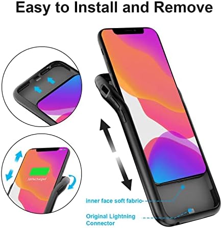Battery Case for iPhone 11, 6000mAh Slim Extended Charging Case Rechargeable Portable Power Bank Charger Case Compatible With iPhone 11 (6.1 inch) Black