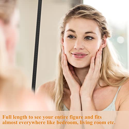 Neutype 55" X 16" Full Length Mirror Aluminum Alloy Thin Frame Floor Mirror Wall Mirror Dressing Mirror Hanging Or Leaning Against Wall, Bedroom Mirror Full Body Mirror Black With Stand #TOP2