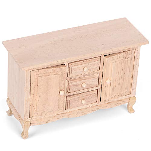 Mini Wooden Dollhouse Accessories, 1:12 Scale Miniatures Dollhouse Furniture For Diy Dollhouse Living Room Mini Toy Wood Table With Drawer Bookcase For Bedroom Simulated Accessory #TOP5